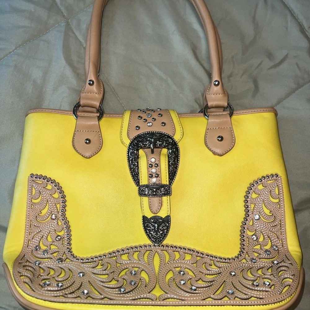 Montana West Yellow and Tan Shoulder Bag